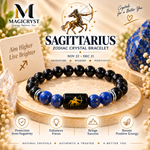 Sagittarius Zodiac BraceletDhanu Rashi Black Obsidian & Lapis Lazuli Crystal Bracelet