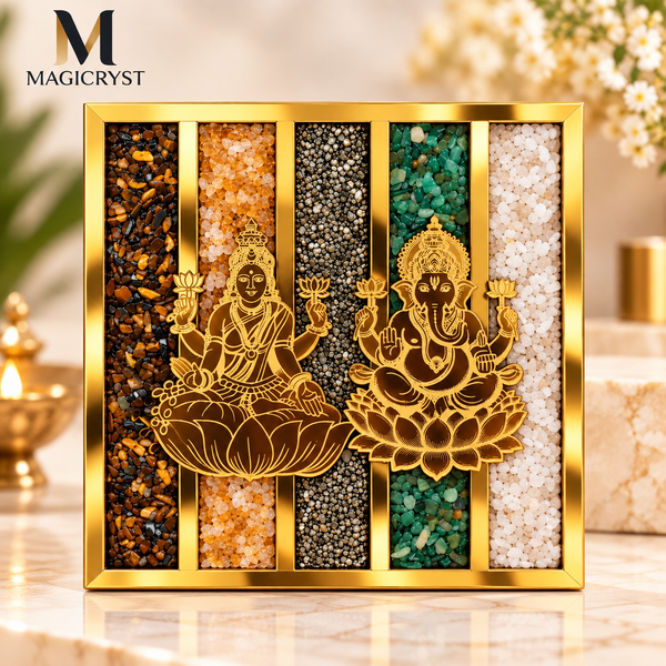Laxmi Ganesh Dhan Yog Crystal Frame – Wealth, Prosperity & Success Crystal Frame