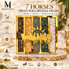 7 Horses Dhan Yog Crystal Frame – Seven Running Horses with Tiger Eye, Citrine, Pyrite, Green Aventurine & Milky Quartz