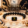 Scorpio Zodiac Bracelet β Black Obsidian & Milky Quartz | Vrishchik Rashi Crystal Bracelet