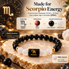 Scorpio Zodiac Bracelet β Black Obsidian & Milky Quartz | Vrishchik Rashi Crystal Bracelet