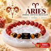 Aries Zodiac Bracelet – Red Jasper & Tiger Eye | Mesh Rashi Crystal Bracelet