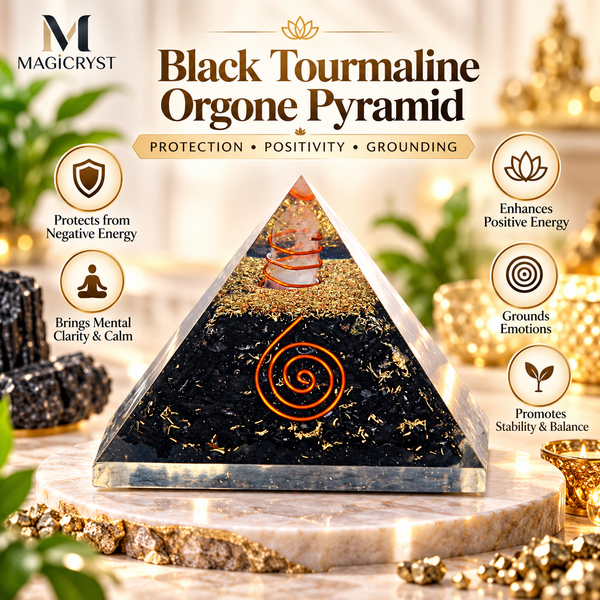 Black Tourmaline Pyramid – Protection, Grounding & Negative Energy Cleansing Crystal