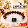 Capricorn Zodiac Bracelet – Makar Rashi AAA Garnet & Milky Quartz Crystal Bracelet
