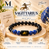 Sagittarius Zodiac Bracelet  Dhanu Rashi Black Obsidian & Lapis Lazuli Crystal Bracelet