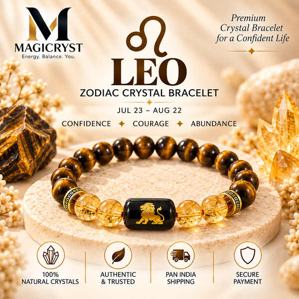 Leo Zodiac BraceletSimha Rashi Tiger Eye & Citrine Crystal Bracelet