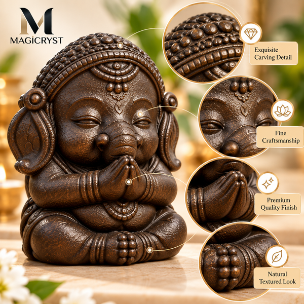 Combo- Pyrite Baby Ganesha with Selenite Charging Plate