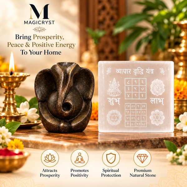 Combo- Pyrite Ganpati with Vyapar Vriddhi Yantra