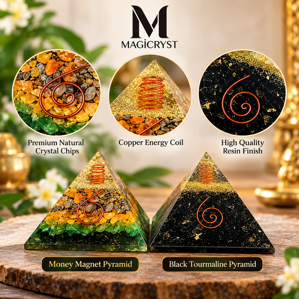 Combo -Attract Wealth & Shield Your Energy — Money Magnet & Black Tourmaline Pyramid Combo