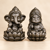 Pyrite Laxmi Ganesha Idol Set – Natural Pyrite Statue for Wealth & Prosperity