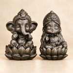 Pyrite Laxmi Ganesha Idol Set – Natural Pyrite Statue for Wealth & Prosperity