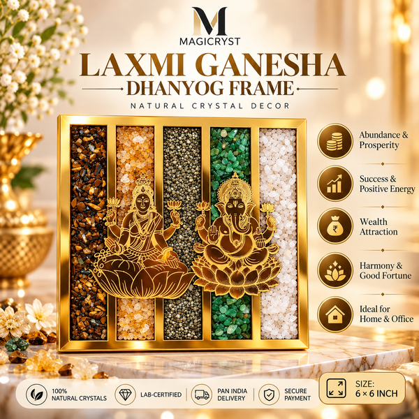 Laxmi Ganesh Dhan Yog Crystal Frame – Wealth, Prosperity & Success Crystal Frame