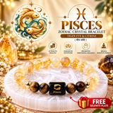 Pisces Zodiac Bracelet – Meen Rashi Citrine & Tiger Eye Crystal Bracelet