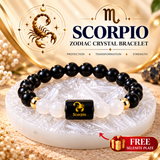 Scorpio Zodiac Bracelet – Black Obsidian & Milky Quartz | Vrishchik Rashi Crystal Bracelet