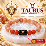 Taurus Zodiac Bracelet – Vrishabh Rashi Carnelian & Rhodonite Crystal Bracelet