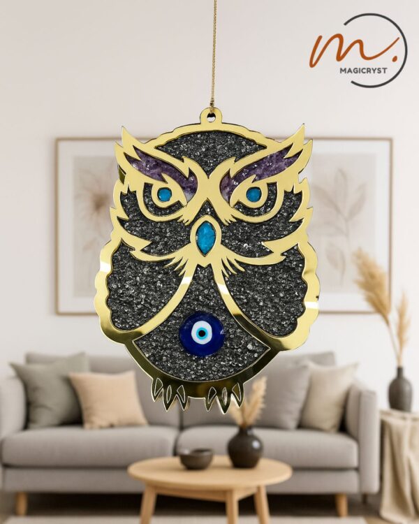 Pyrite Chips With Evil Eye Owl