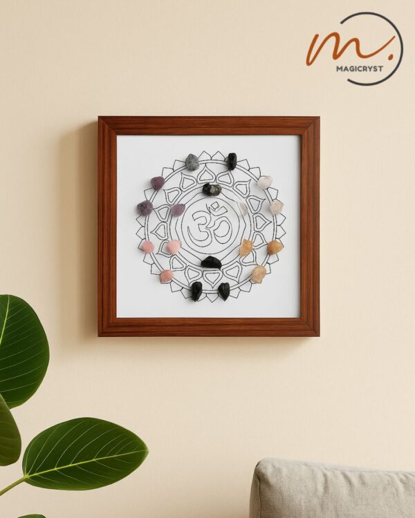 Chakra Crystal Set With Wooden Frame