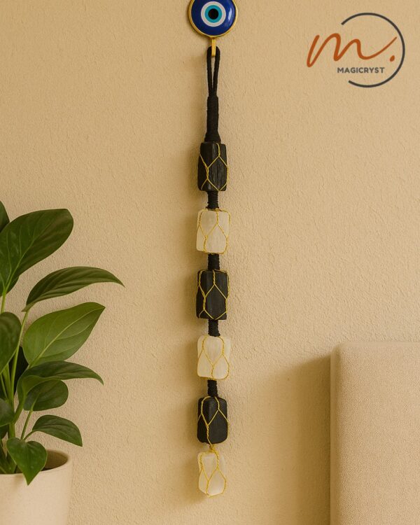 Natural Black Tourmaline & Selenite Hanging