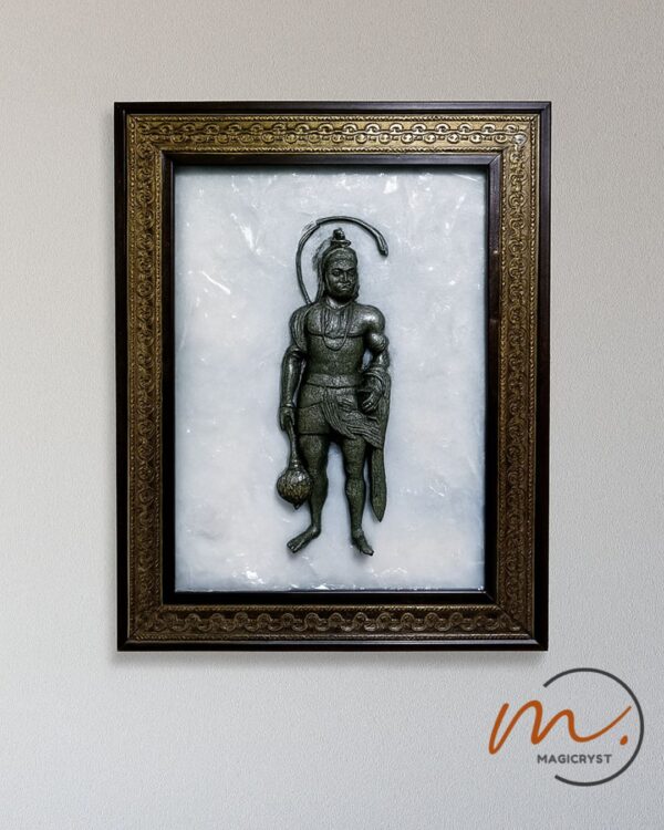 Hanuman Ji Pyrite Selenite 3D Frame