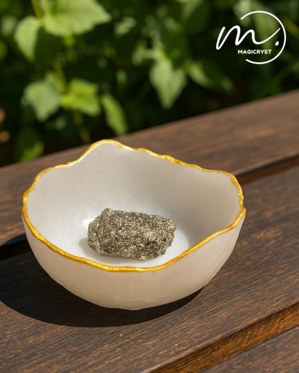 Selenite Money Bowl with Pyrite Cluster – Attract Abundance & Radiate Positive Energy