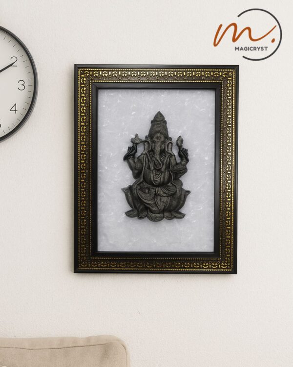 Ganesh Ji Pyrite Selenite 3D Frame