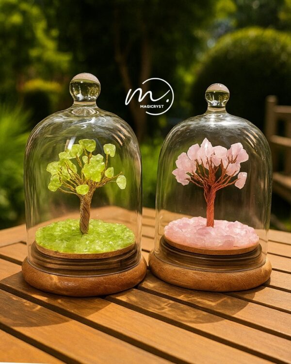 Peridot & Rose Quartz Dome Wish Tree Combo – Healing, Love & Prosperity Together