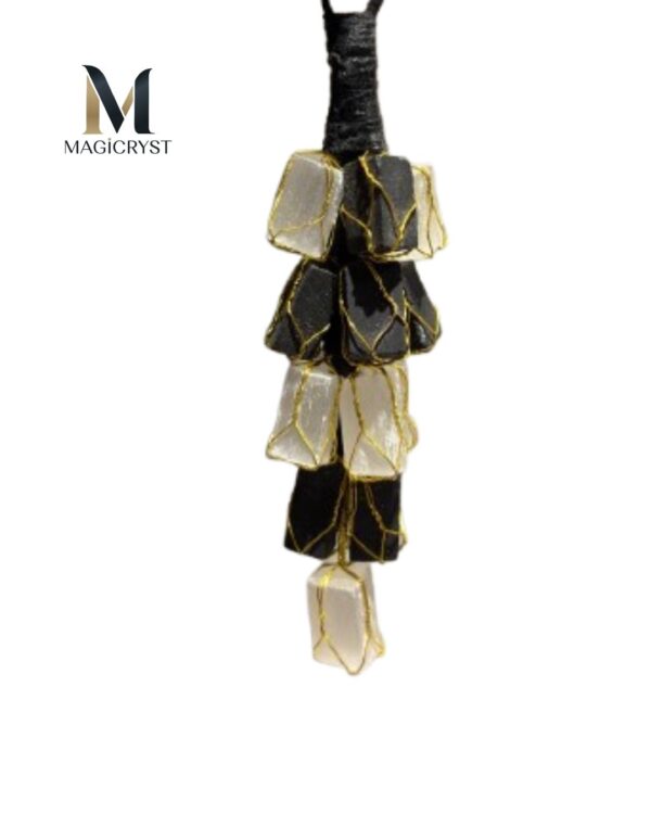 Natural Black Tourmaline & Selenite Hanging