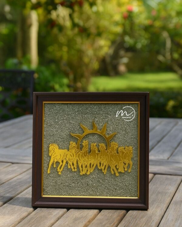 7 Horse Pyrite Frame – Symbol of Victory, Wealth & Success