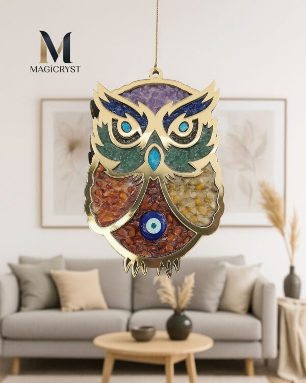 Seven Chakra Chips With Evil Eye Owl